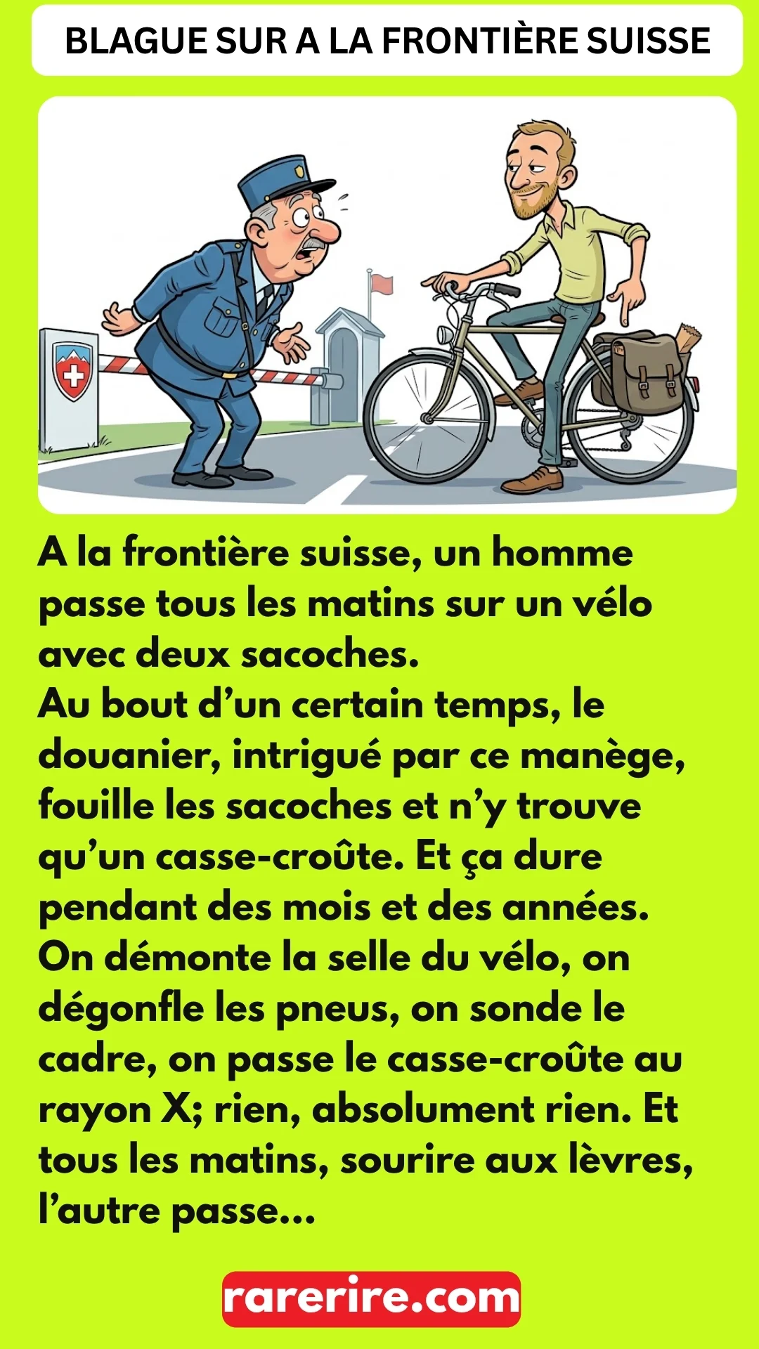 BLAGUE SUR A LA FRONTIÈRE SUISSE