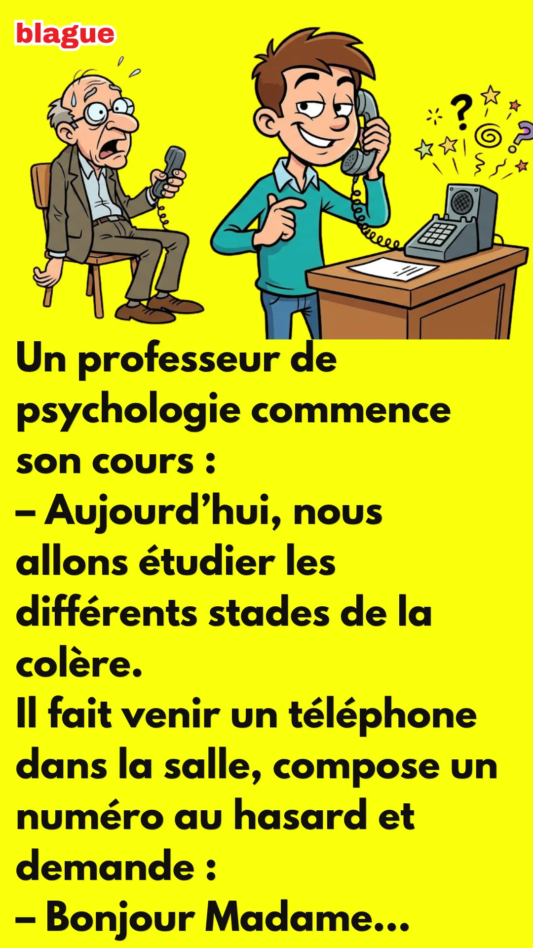BLAGUE SUR LE PROFESSEUR DE PSYCHOLOGIE